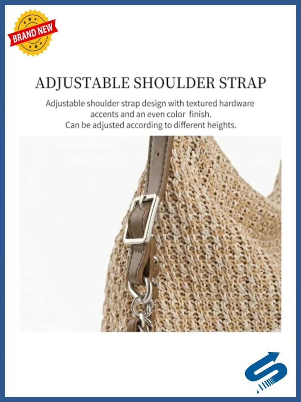 Woven Summer Beach Purse with Adjustable Strap, Convertible Hobo Backpack